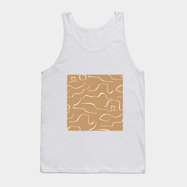 Dark coffee color wavey pattern Tank Top by Shineyarts